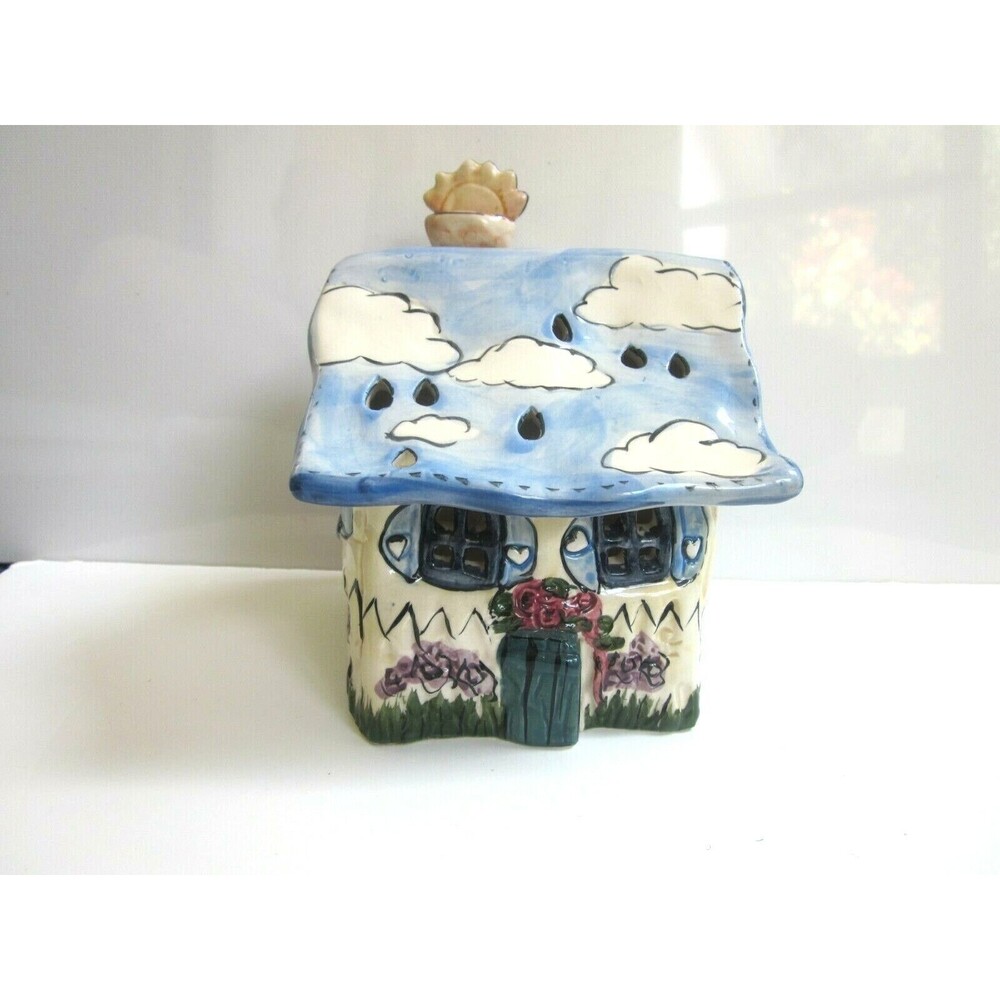 Blue Sky Clayworks 2001 Tea Light House Heather Goldminc Little Bit of Heaven